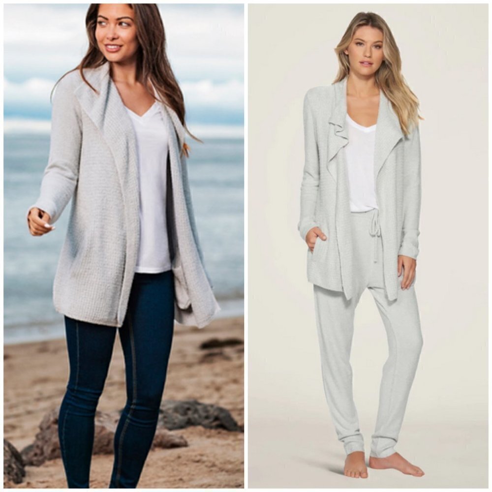 💕BAREFOOT DREAMS💕 CozyChic Lite Coastal Cardigan ~ Ocean Light Blue XS NWT